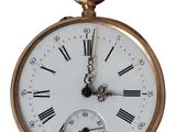 a close up of a clock with roman numerals on it