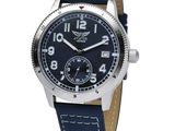 an image of a wrist watch with a blue leather strap