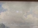 a picture of a painting of a boat on the water
