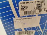 a blue box that has a barcode on the side of it
