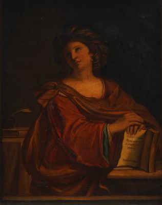 un tableau représentant une femme tenant un livre à la main