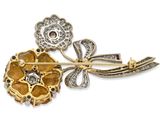 a close up of a brooch with a flower on it