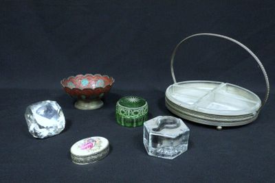 a lot of glass items on a black surface