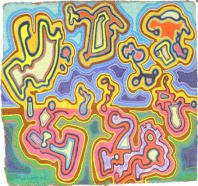 painting of a colorful abstract painting of a group of people