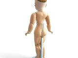 a wooden mannequin that is standing on a stand