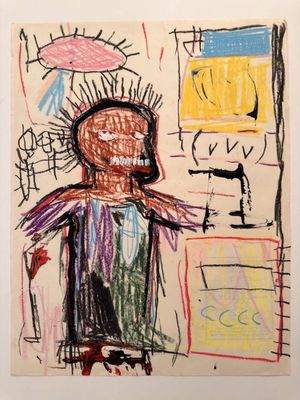 an image of a child ' s drawing of a man with a mohawk