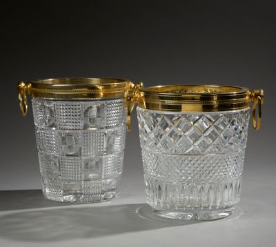 paire de seaux à glace en cristal taillé, bordés d'or