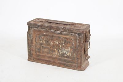 an old wooden box sitting on top of a white surface