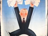 poster of a man in a suit holding money in his hands