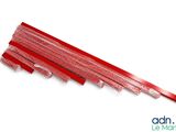 a close up of a bunch of red plastic straws on a white background