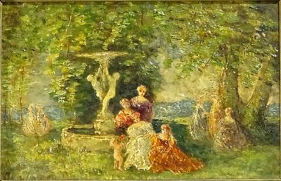 ANONYME dans le goût de Monticelli "Scène de parc", hsp, 22x…