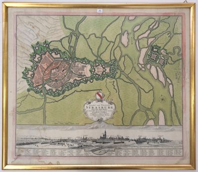 painting of a map of a city with a bird perched on top of it