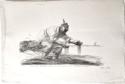 un vieux dessin représentant un homme en train de verser de l'eau à partir d'un tuyau