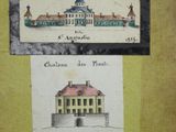 an image of a drawing of a building and a picture of a building