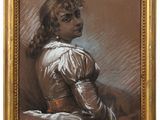 une image représentant un tableau d'une jeune fille en robe blanche