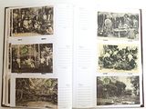 a book opened to show pictures of people in the woods