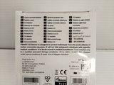 the back of a white box with a black and white label on it