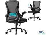 une chaise de bureau noire avec un dossier en maille et un coussin d'assise