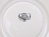a white plate with a black and white design on it