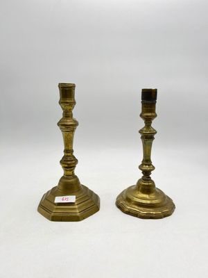 pair of antique brass candlesticks
