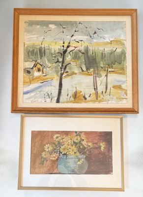two paintings hanging on the wall next to each other