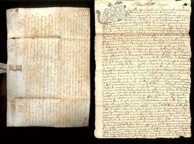 un vieux document écrit posé sur une table