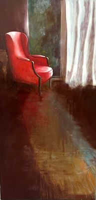 Ann MASSEAUT-FRANCHET, Je t'attends (Le fauteuil rouge), 201…