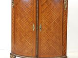 an image of a wooden cabinet with a marble top and two doors