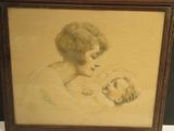 painting of a woman holding a baby in her arms