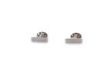 a pair of silver stud earrings on a white background