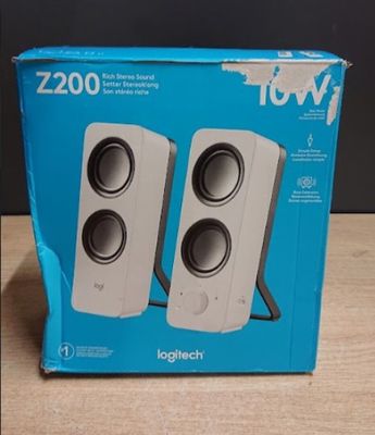 Enceintes LOGITECH Z200, blanc, pour PC , 10W-retour transpo…