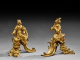paire de figurines en bronze doré représentant un homme et une femme