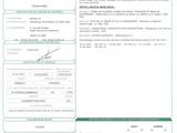 a green and white document with a picture of a person on it