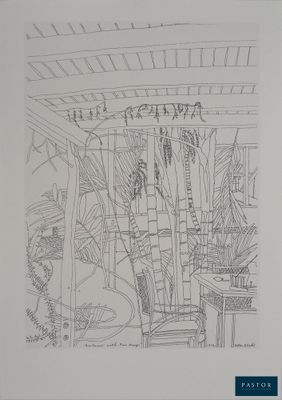 une image représentant un dessin d'une plante en pot posée sur une table