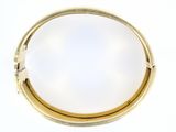a gold ring with a white stone inside of it
