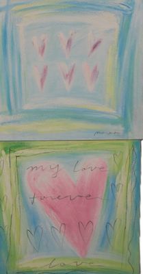 a drawing of a heart in a box with writing on it