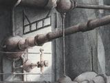 a painting of pipes and valves in a building