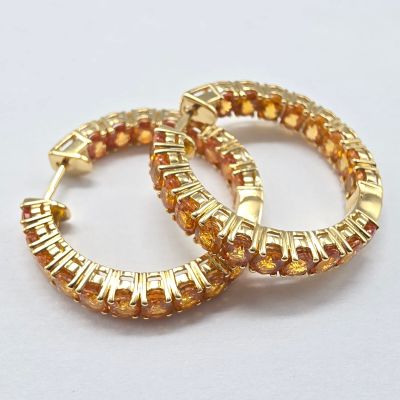 Boucle D'Oreilles Creoles EN OR Jaune Sertie D'Une Ligne DE …