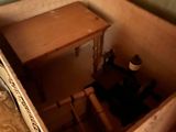 a small table in the corner of a room