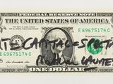 a picture of a one dollar bill with graffiti on it
