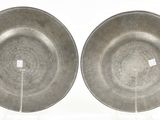 pair of antique silver plate on stand on white background