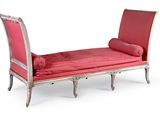 une image représentant une chaise longue rouge sur fond blanc