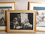trois photos encadrées représentant un homme et une femme assis devant un tableau