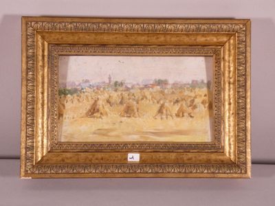 an image of a picture of a painting of a wheat field