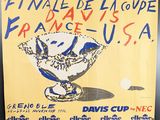 painting of a bowl of ice cream on a yellow background with a blue and white design