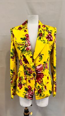 a yellow and red floral jacket on a mannequin mannequin mannequin mannequin mannequin mannequin mannequin mannequin