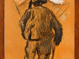 une image représentant un dessin d'un homme tenant un parapluie