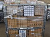 a large metal cage with a bunch of boxes in it