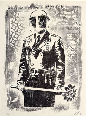 a black and white drawing of a man in a gas mask
