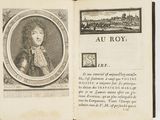 an open book with a picture of a boy in a dress and a picture of a town in the background